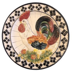 Vintage CBK Black Checked Rooster Plate